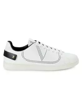 Кожаные кроссовки Rockstud с логотипом Valentino Garavani, цвет Bianco Nero