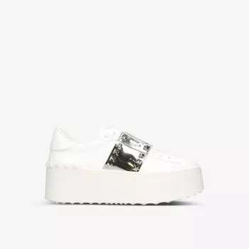 Кожаные кроссовки Rockstud Untitled с низким берцем на платформе Valentino Garavani, белый