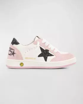 Кожаные кроссовки с блестками Ballstar для девочек Golden Goose, цвет White/Pink/Black