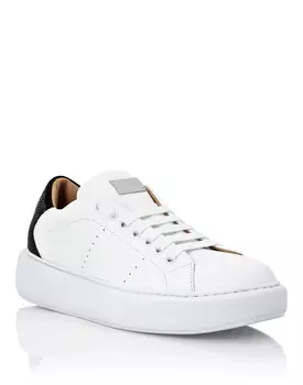 Кожаные кроссовки с черепом Philipp Plein, белый