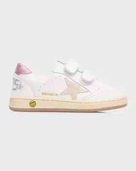 Кожаные кроссовки с двумя ручками Ballstar для девочек Golden Goose, цвет White Pink