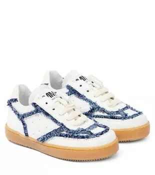 Кожаные кроссовки с джинсовой отделкой MM6 Maison Margiela, белый