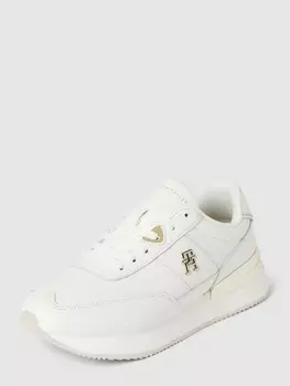 Кожаные кроссовки с лейблом Tommy Hilfiger, экрю
