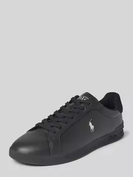 Кожаные кроссовки с логотипом и этикеткой, модель 'HERITAGE COURT' Polo Ralph Lauren, черный