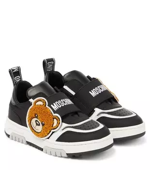 Кожаные кроссовки с логотипом Moschino, черный