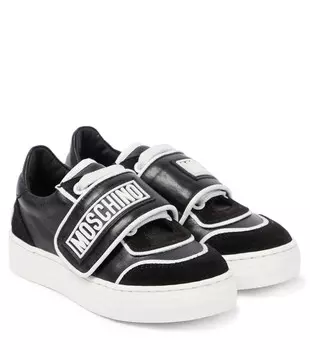Кожаные кроссовки с логотипом Moschino, черный