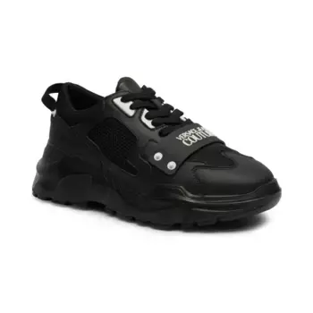 Кожаные кроссовки с подошвой Speedtrack Versace, черный