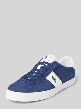 Кожаные кроссовки с вышитым логотипом, модель «COURT» Polo Ralph Lauren, темно-синий