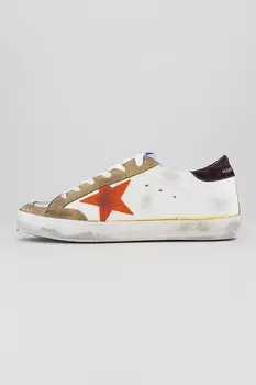 Кожаные кроссовки с замшей Golden Goose, красный