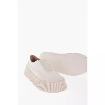 Кожаные кроссовки Slip-On с подошвой на платформе Jil Sander, серый