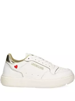 Кожаные кроссовки со шнуровкой Love Moschino, белый