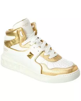 Кожаные кроссовки средней высоты Valentino, белый