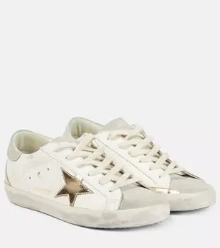 Кожаные кроссовки Super-Star Golden Goose, White Leather / Gold Metallic