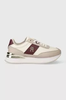 Кожаные кроссовки TH ELEVATED FEMININE RUNNER GLD Tommy Hilfiger, белый