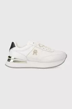 Кожаные кроссовки TH ELEVATED FEMININE RUNNER GLD Tommy Hilfiger, белый