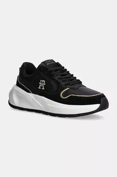 Кожаные кроссовки Tommy Hilfiger CHUNKY FASHION RUNNER, черный