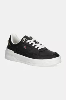 Кожаные кроссовки Tommy Hilfiger ESSENTIAL BASKET SNEAKER, черный