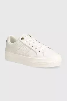 Кожаные кроссовки Tommy Hilfiger ESSENTIAL VULC SNEAKER MONOGRAM, белый