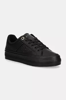 Кожаные кроссовки Tommy Hilfiger ESSENTIAL VULC SNEAKER MONOGRAM, черный