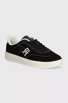 Кожаные кроссовки Tommy Hilfiger TH HERITAGE COURT SNEAKER SDE, черный