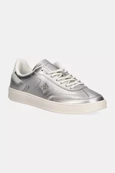 Кожаные кроссовки Tommy Hilfiger TH HERITAGE SNEAKER METALLICS, серебряный