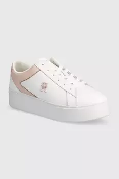 Кожаные кроссовки Tommy Hilfiger TH PLATFORM COURT SNEAKER, белый