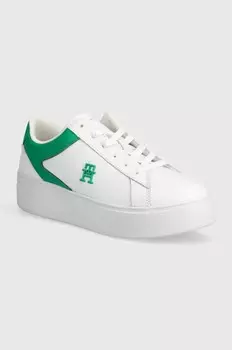 Кожаные кроссовки Tommy Hilfiger TH PLATFORM COURT SNEAKER, белый