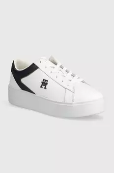 Кожаные кроссовки Tommy Hilfiger TH PLATFORM COURT SNEAKER, белый