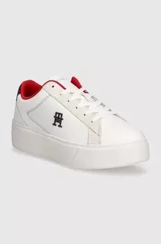 Кожаные кроссовки Tommy Hilfiger TH PLATFORM COURT SNEAKER NBK, белый