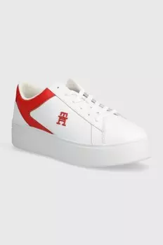Кожаные кроссовки Tommy Hilfiger TH PLATFORM COURT SNEAKER, белый
