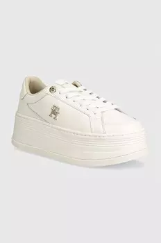 Кожаные кроссовки Tommy Hilfiger TH PLATFORM SNEAKER LTHR, белый