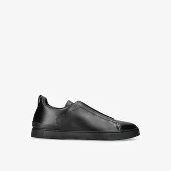 Кожаные кроссовки triple stitch с низким берцем Ermenegildo Zegna, черный
