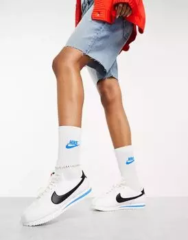 Кожаные кроссовки унисекс Nike Cortez белого и черного цвета