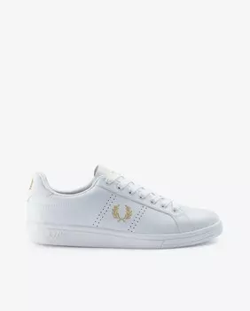 Кожаные кроссовки унисекс с белыми шнурками и логотипом сбоку Fred Perry, белый