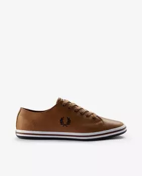 Кожаные кроссовки унисекс с коричневыми шнурками и логотипом сбоку Fred Perry, коричневый