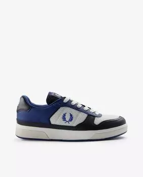 Кожаные кроссовки унисекс с синими шнурками и рисунком сбоку Fred Perry, синий