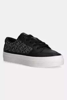 Кожаные кроссовки VULC LEATHER SNEAKER MONOGRAM Tommy Hilfiger, черный