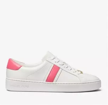Кожаные кроссовки в полоску Michael Michael Kors Leather Stripe Irving, белый/розовый