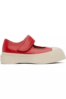 Кожаные кроссовки в стиле Mary Jane Marni, красный