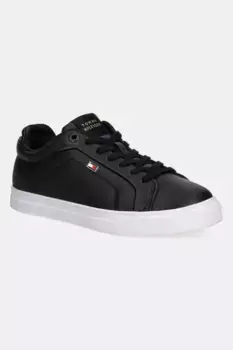 Кожаные кроссовки WOMENS ICON COURT SNEAKER FLAG Tommy Hilfiger, черный