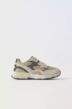 Кожаные кроссовки ZARA, бежевый