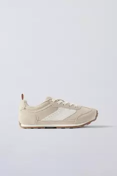 Кожаные кроссовки ZARA, бежевый