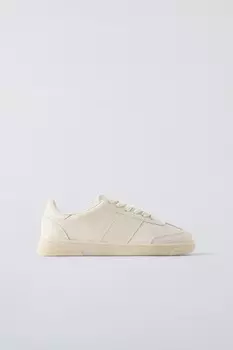 Кожаные кроссовки ZARA, бежевый