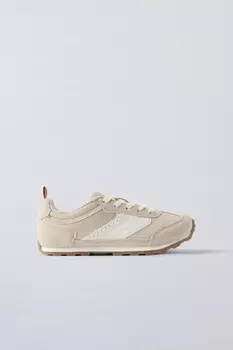 Кожаные кроссовки ZARA, бежевый