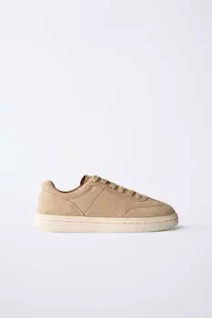 Кожаные кроссовки ZARA, цвет Sand Brown