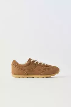 Кожаные кроссовки ZARA, коричневый
