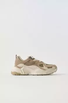 Кожаные кроссовки ZARA, коричневый