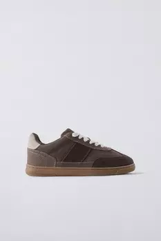 Кожаные кроссовки ZARA, коричневый