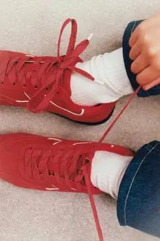 Кожаные кроссовки ZARA, красный