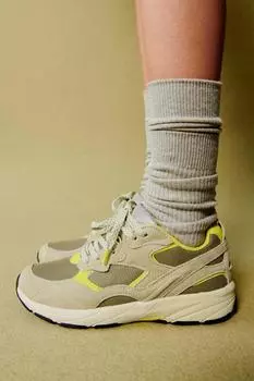 Кожаные кроссовки ZARA, неоновый зеленый